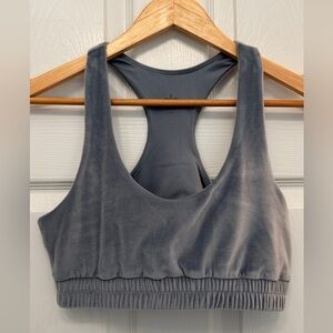 Alo Yoga Velour Glimmer Scoop Neck Bra 
Steel blue/blue gray, Size M, NWOT